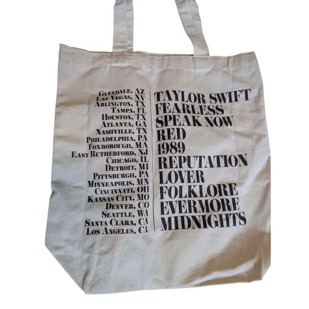 Taylor Swift The Eras Tour VIP Tote Bag Beige USA Dates Leg 1